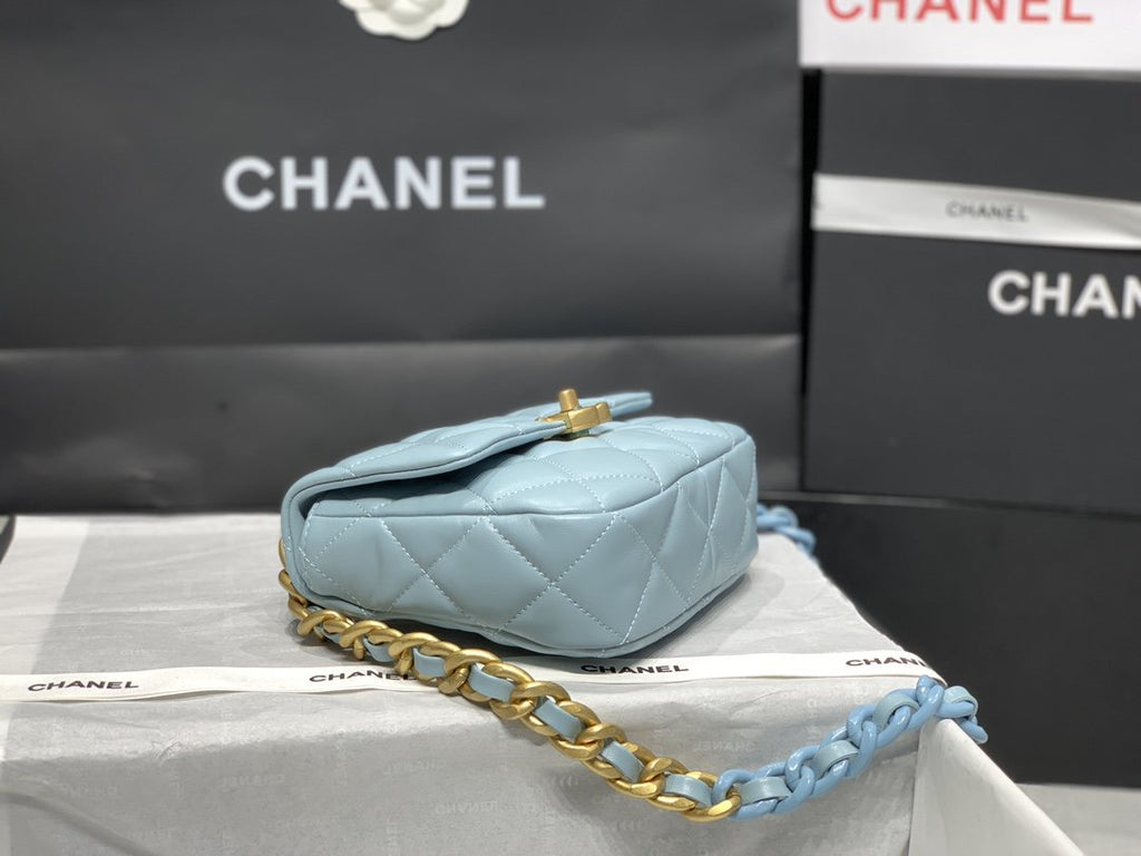 CHLMini GlamIap Bag Gold-Tone Metal Blue Bag For Women 13cm/5in