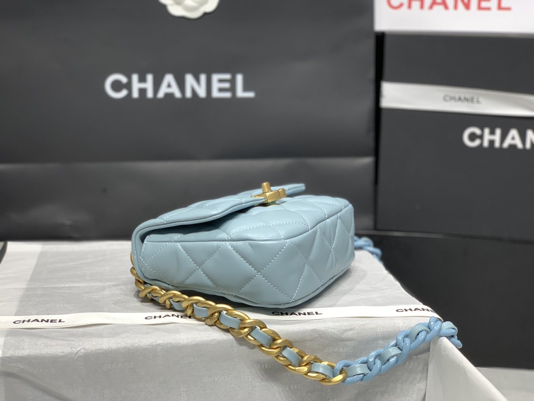CHLMini GlamIap Bag Gold-Tone Metal Blue Bag For Women 13cm/5in