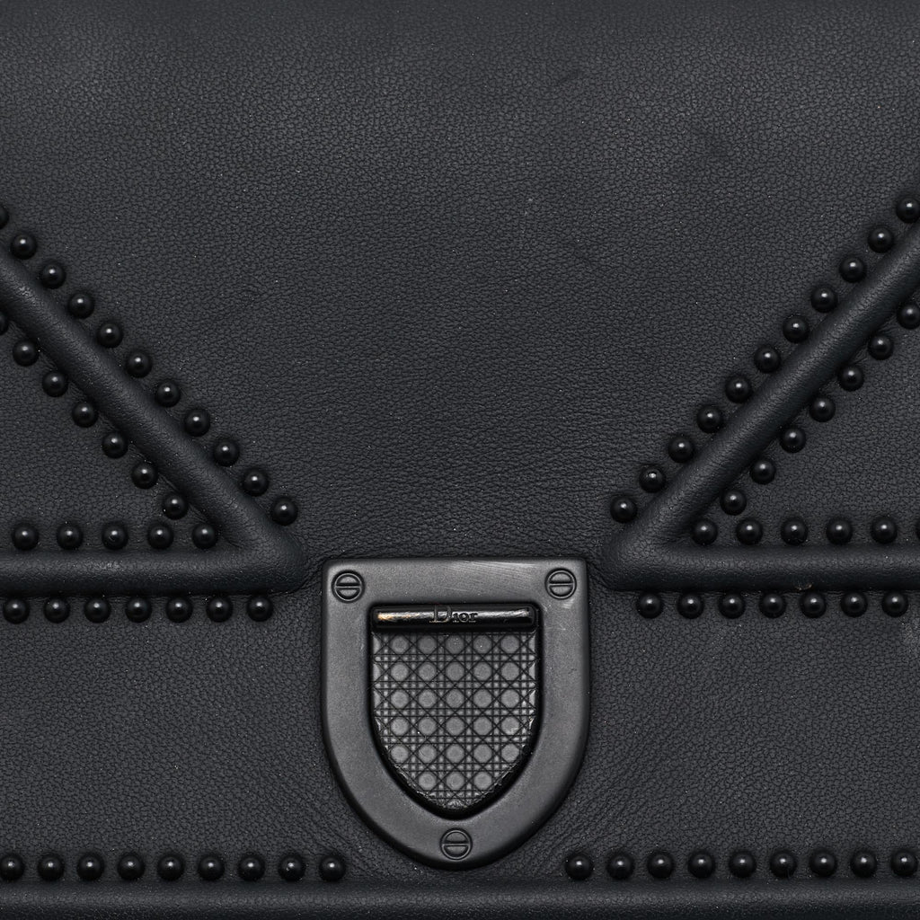 Dior Matte  Leather Studded Diorama Wallet On Chain