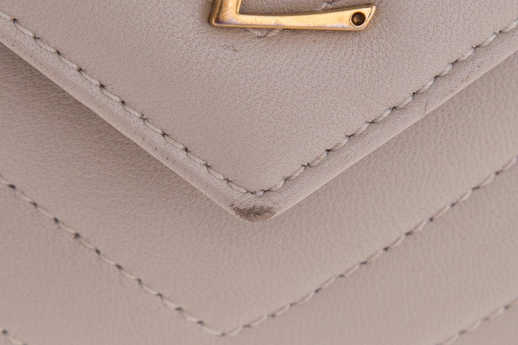 YSL Blanc Chevron Quilted Backpack Handbag