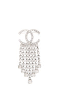 Chanel Silver Crystal Logo Brooch NWT