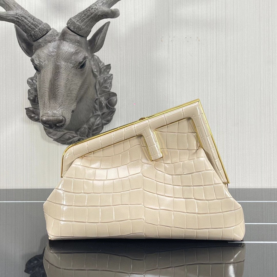 FI First Small White CrocoGLAMIle Bag For Woman 26cm/10in