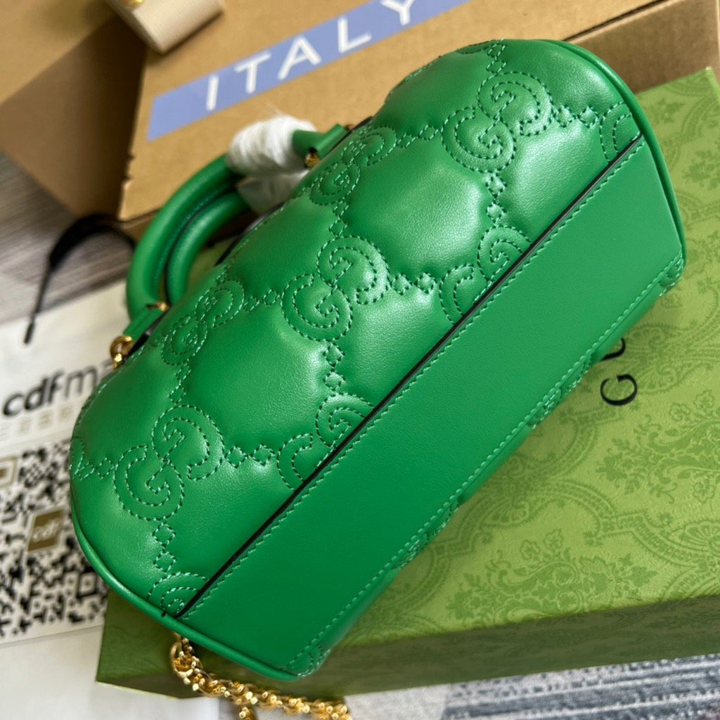 gg Matelasse Top Handle Bag Green For Women, Women’s Bags 7.5in/19cm gg 702251 UM8HG 3389