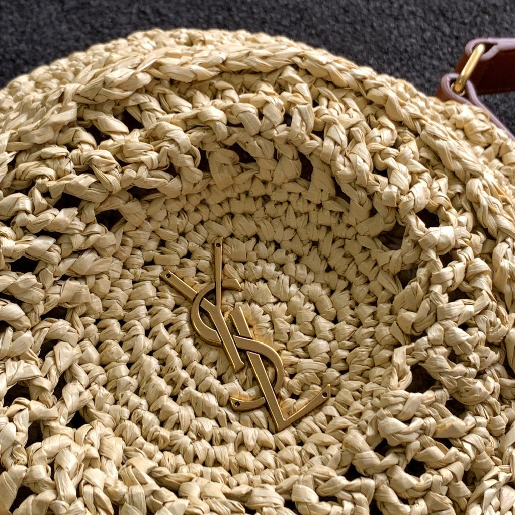 GLAMI Sac Rond Bag In Raffia For Women 8.3in/21cm YSL Brown 685601GAAAA2080