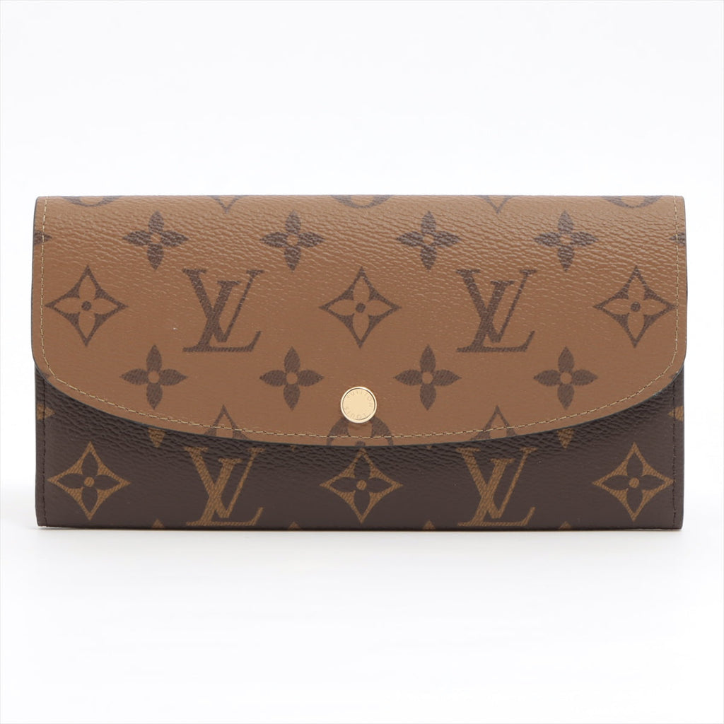 Louis Vuitton Monogram Reversee Portefolio Emily M82157 BlackBrown Long   Wallet
