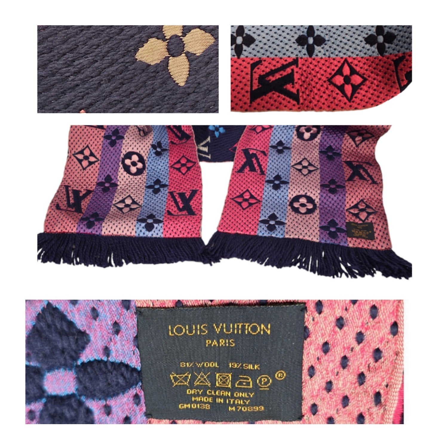 Louis Vuitton Rainbow Logomania Wool Silk Scarf