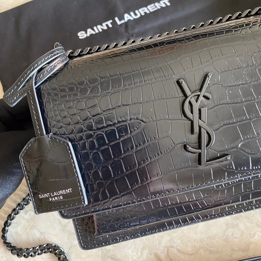 GLAMI Sunset MeGLAMIum Chain Bag Black For Women 8.6in/22cm YSL 442906DND0U1000