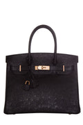 HermÃƒÆ’Ã‚Â¨s 2021 Black Ostrich Rose Gold HW Birkin 30cm