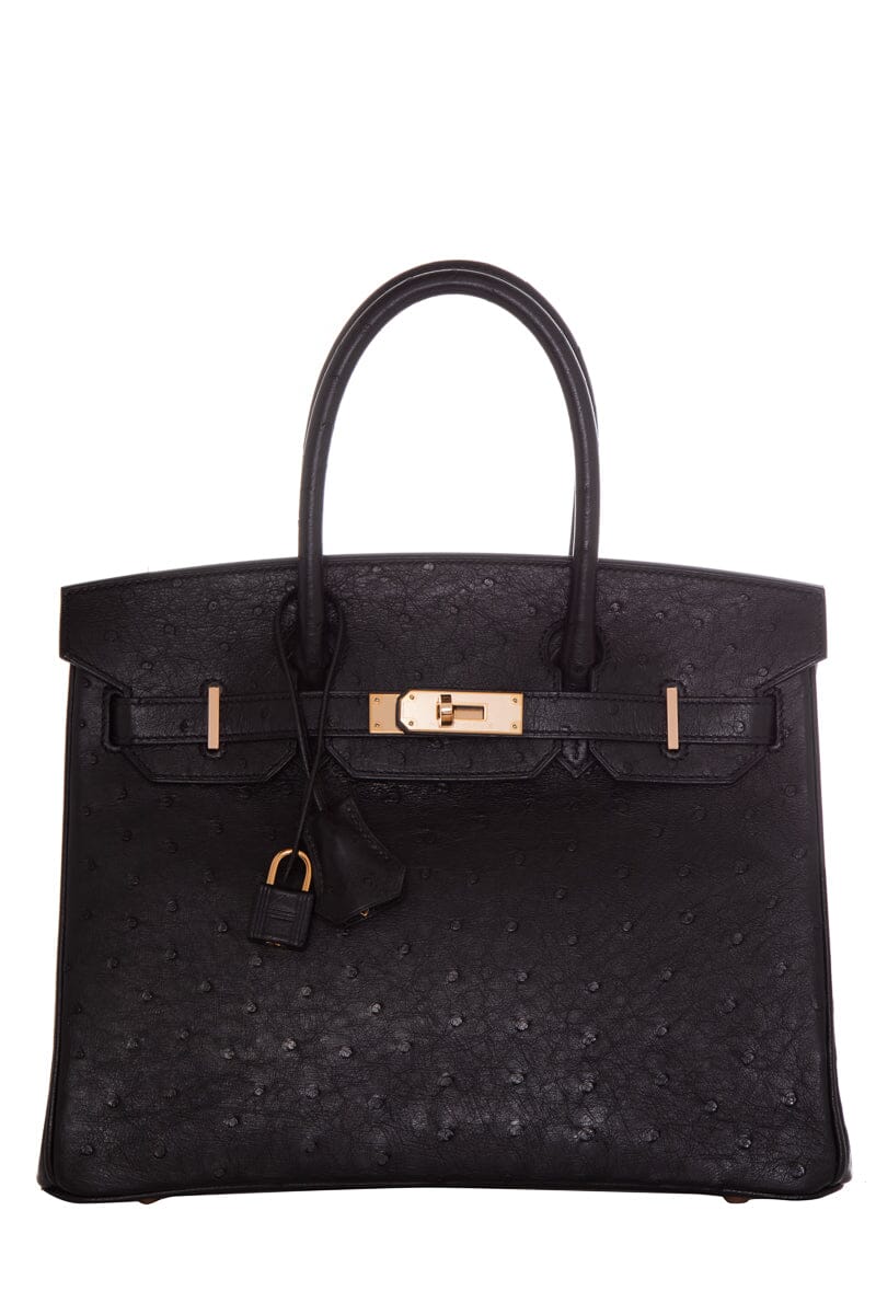 HermÃƒÆ’Ã‚Â¨s 2021 Black Ostrich Rose Gold HW Birkin 30cm