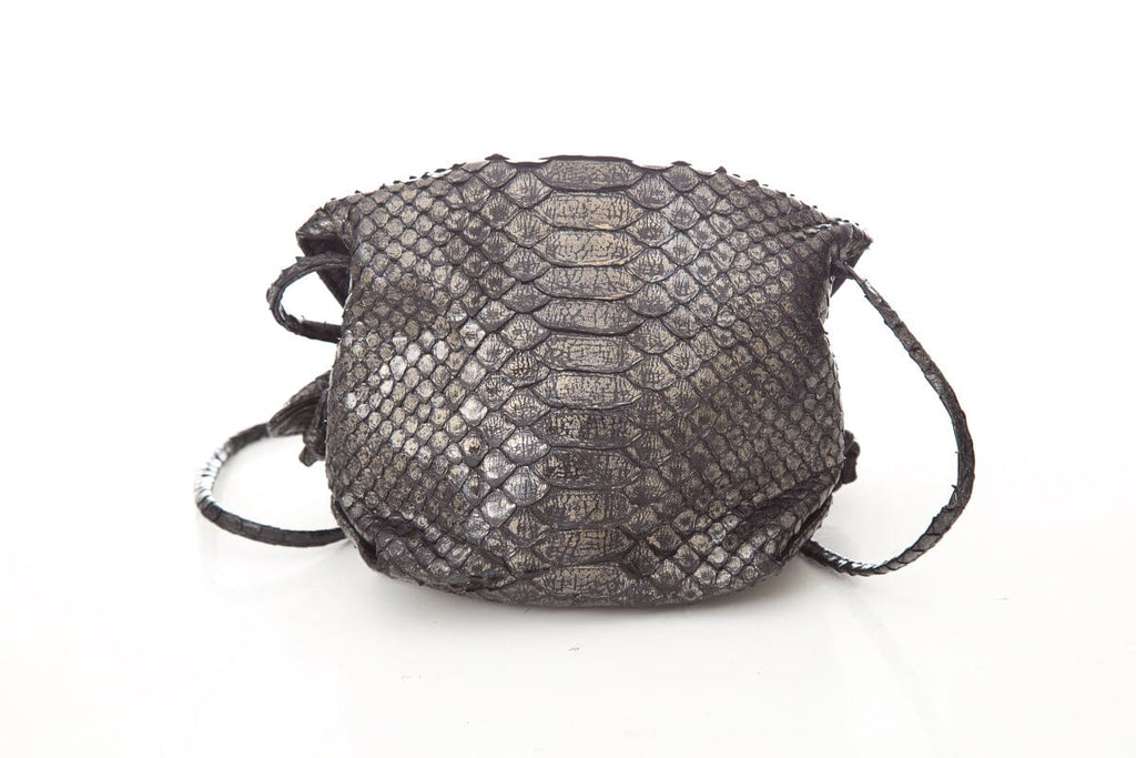 Carlos Falchi Metallic Silver Exotic Skin Mini Cross-Body