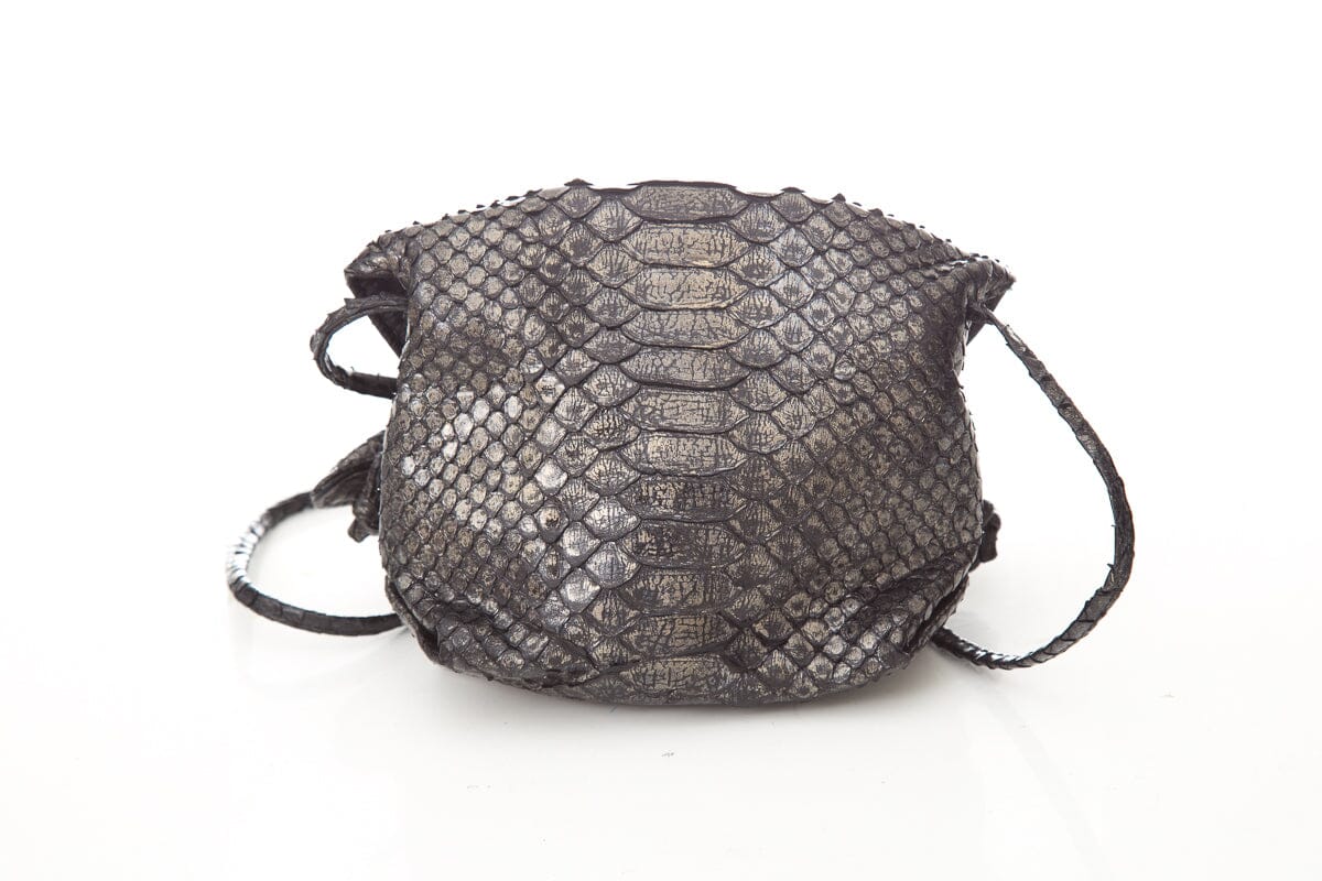 Carlos Falchi Metallic Silver Exotic Skin Mini Cross-Body