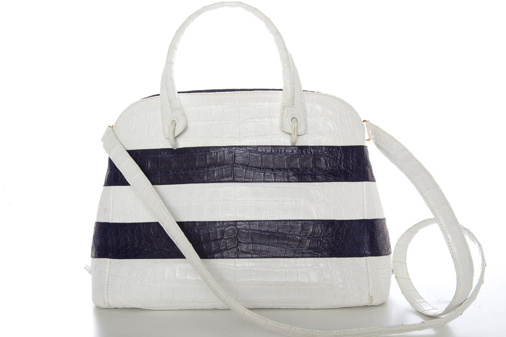 Nancy Gonzalez White and Blue Handbag