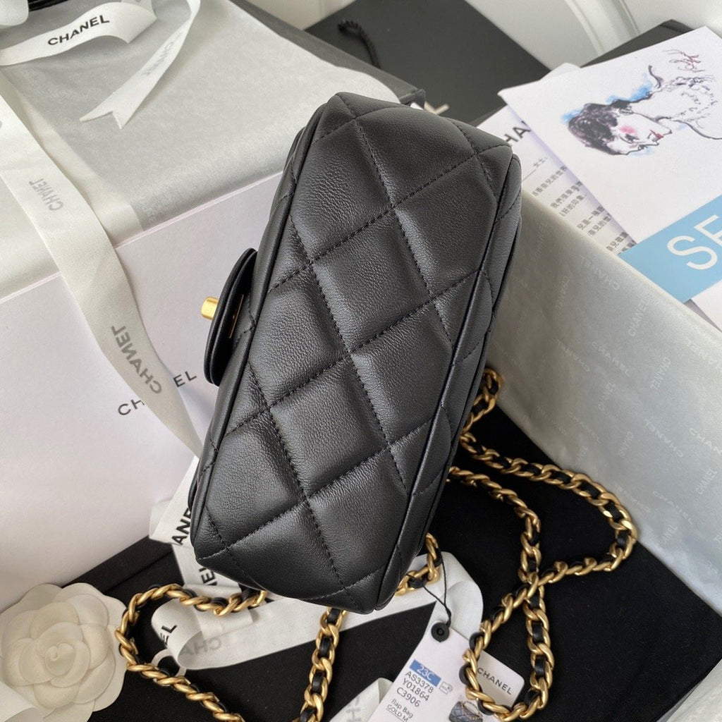 CHLSmall Flap Bag Gold Hardware Black For Women, Women’s Handbags, Shoulder Bags 7.9in/20cm AS3450