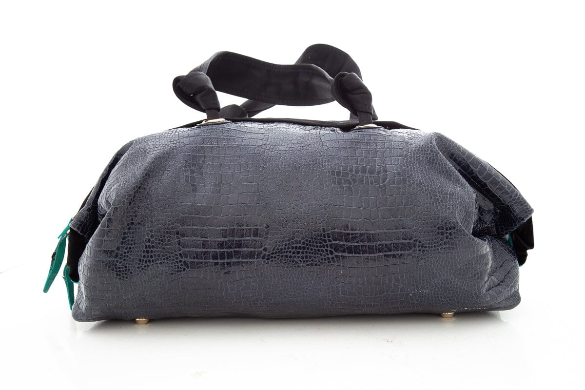Lanvin Navy Alligator Shoulder Bag