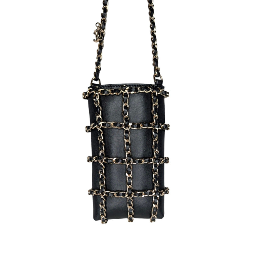 Chanel Black Calfskin Tech Me Out Crossbody Phone Holder