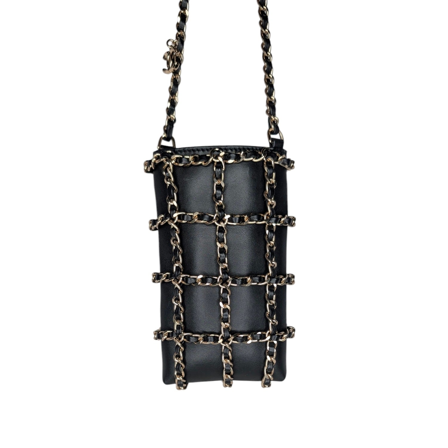 Chanel Black Calfskin Tech Me Out Crossbody Phone Holder