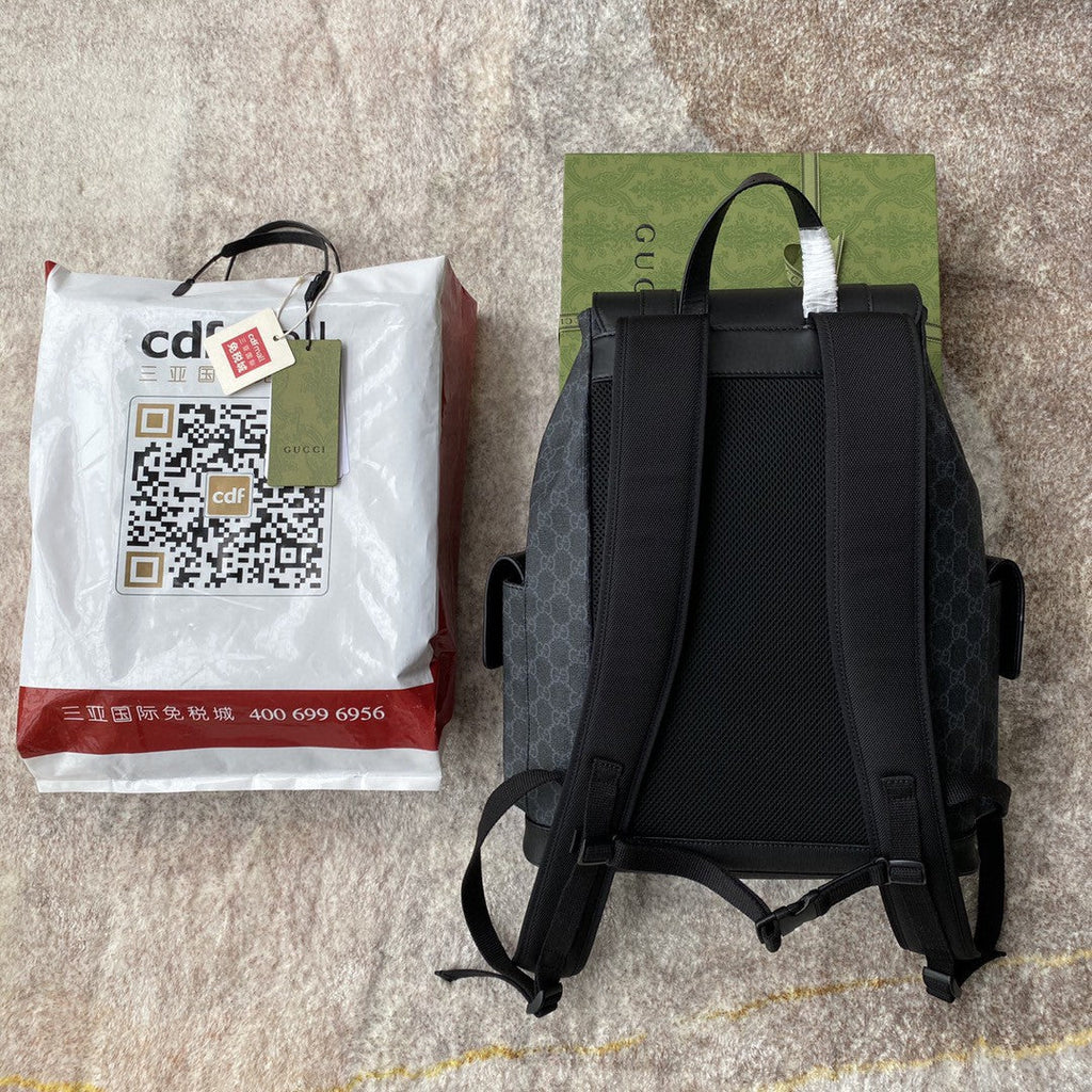 gg Black Backpack Black/Grey Soft gg Supreme Blue And Red Web For Men 16.5in/42cm 495563 K9R8X 1071