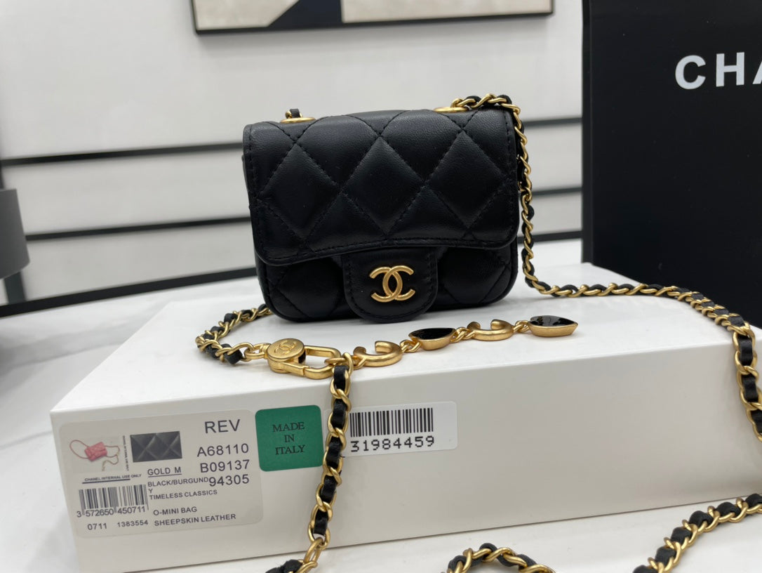 CHLMini Flap Bag Black For Women, Women’s Bags 3.5in/9cm