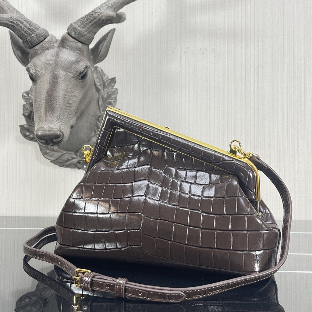FI First Small Gray CrocoGLAMIle Bag For Woman 26cm/10in