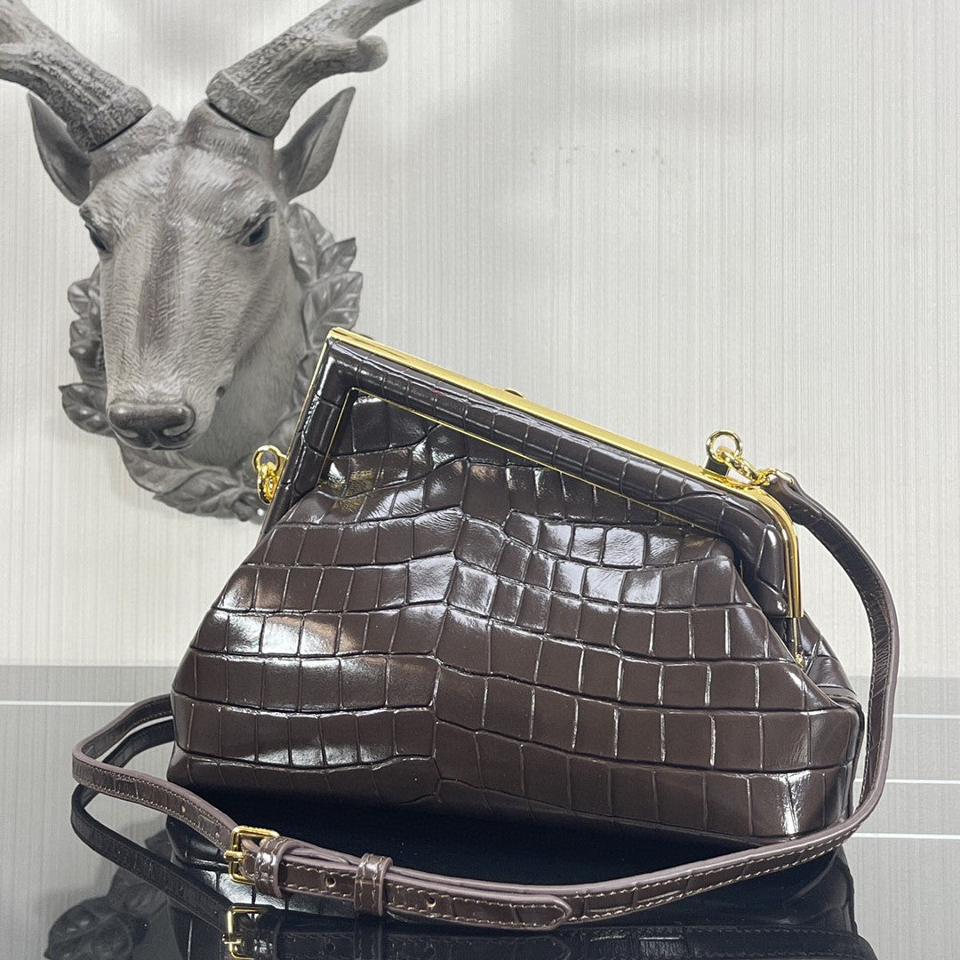 FI First Small Gray CrocoGLAMIle Bag For Woman 26cm/10in