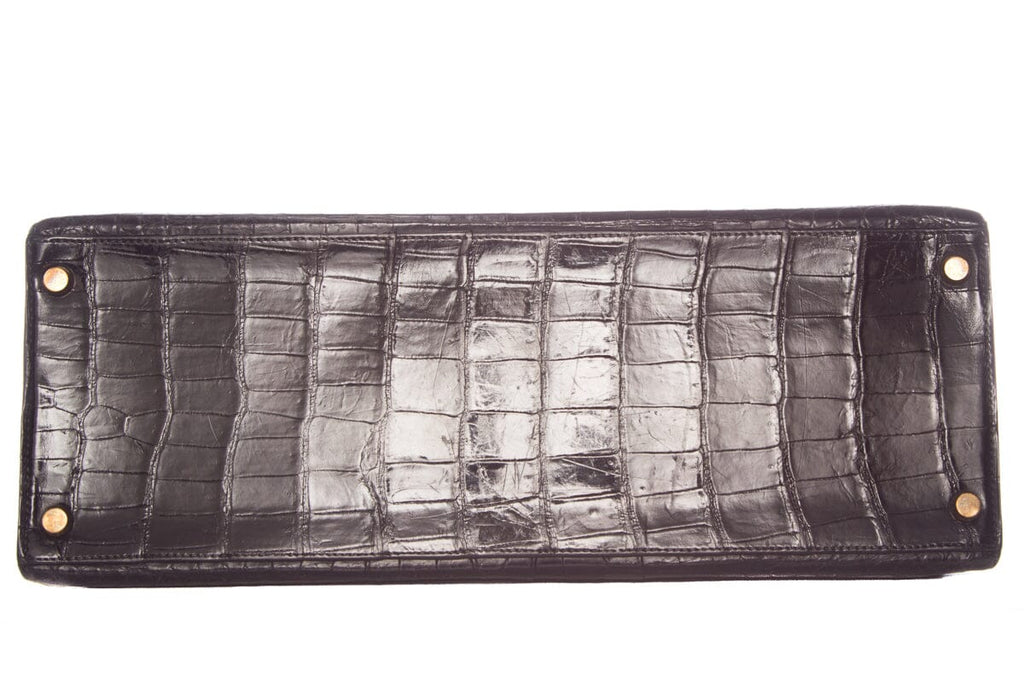 HermÃƒÆ’Ã‚Â¨s Black Croc Kelly 35 GHW  Handbag