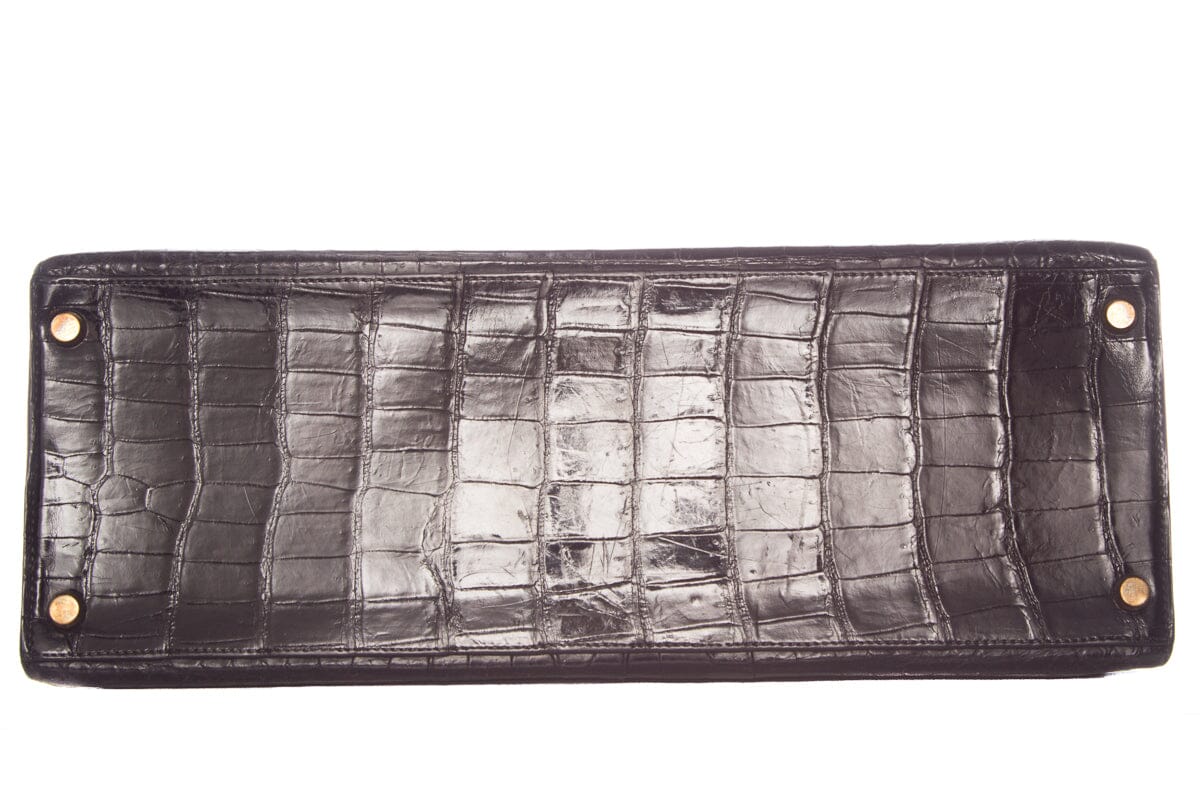 HermÃƒÆ’Ã‚Â¨s Black Croc Kelly 35 GHW  Handbag