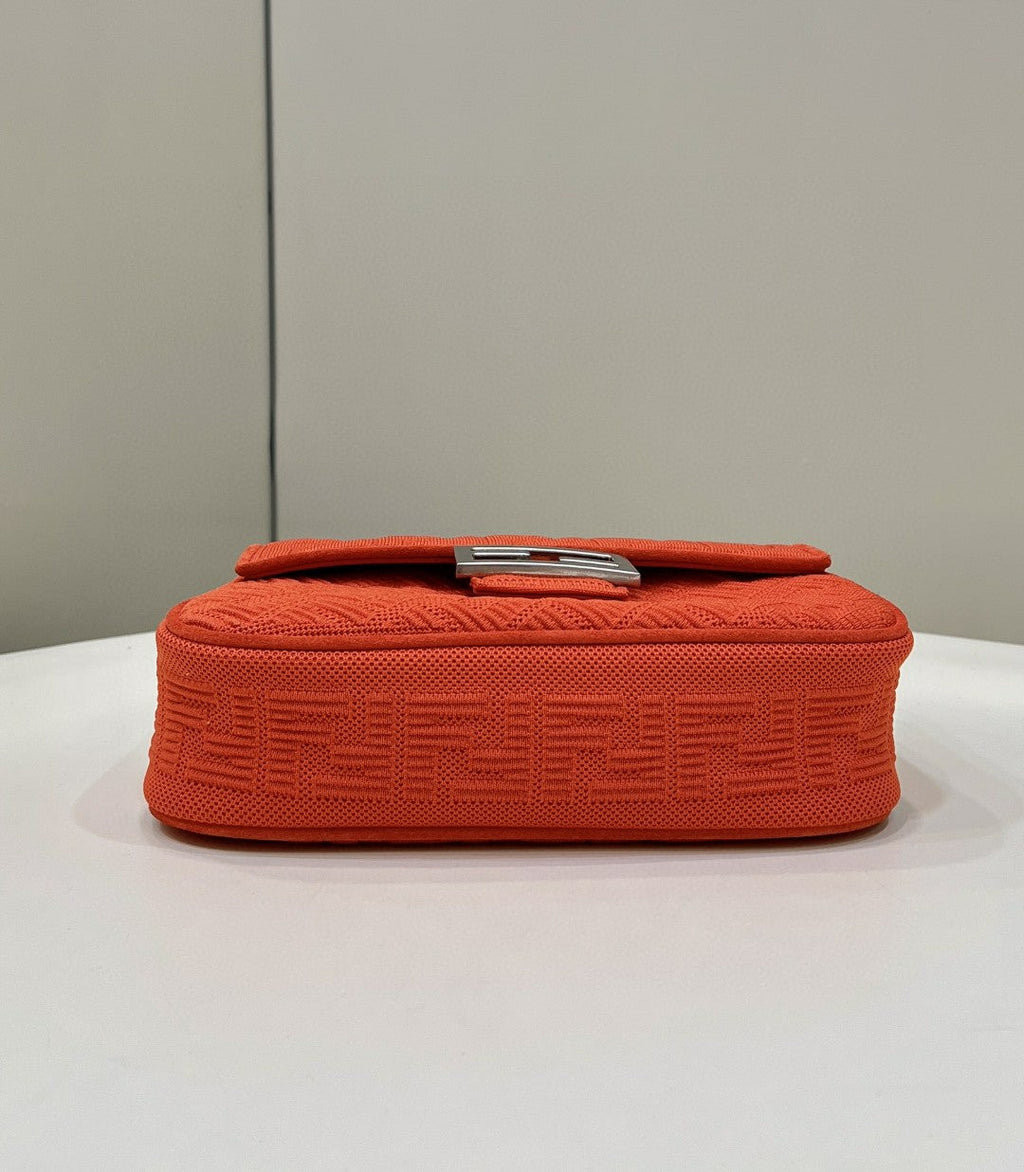 FI Baguette Chain MiGLAMI Red FF Fabric Bag For Woman 14.5cm/6in 8BR793AHW5F1F2I