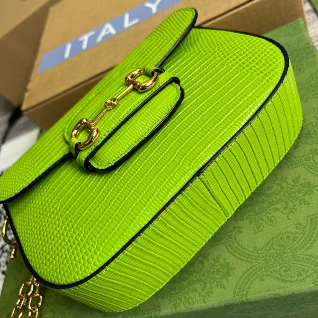 gg Horsebit 1955 Lizard Mini Bag Yellow For Women, Women’s Bags 8in/20cm gg‎