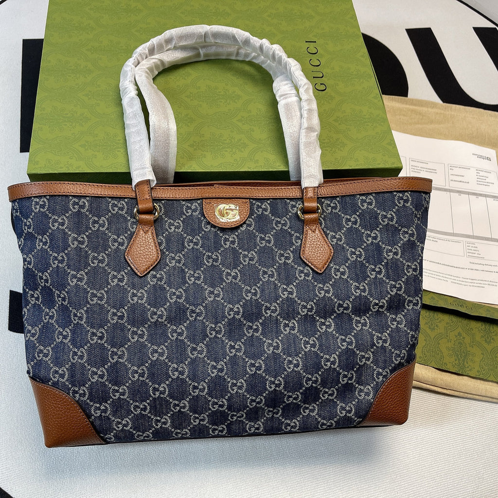 Glami OphiGLAMIa Glami MeGLAMIum Tote Dark Blue And Ivory Eco Washed Organic Glami Jacquard Denim  For Women 15in/38cm Glami Ã¢â‚¬Å½631685 2KQGlami 8375