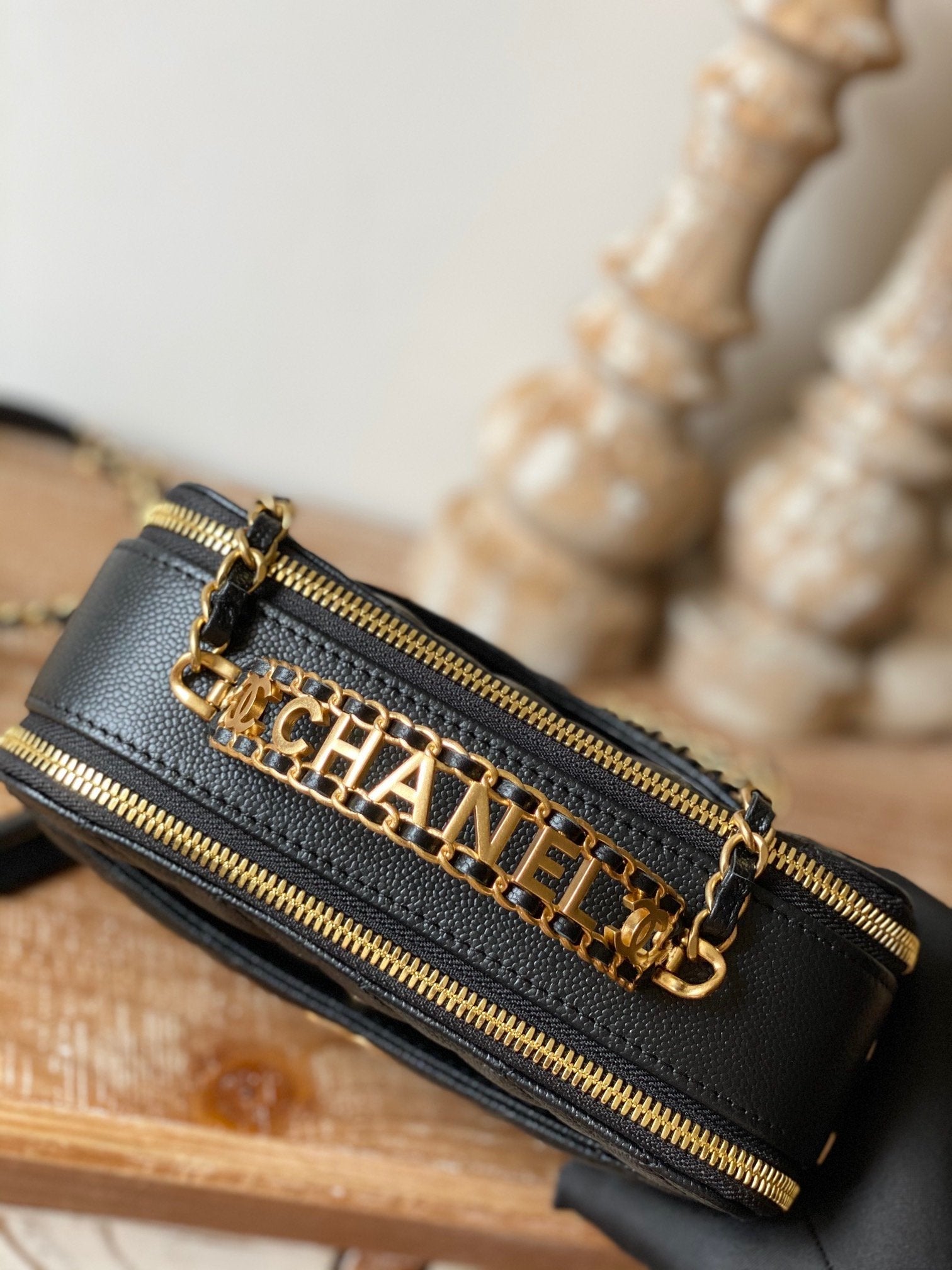 CHL Small Vanity Case Gold Hardware Black For Women, Women’s Handbags, Shoulder Bags 5.9in/15cm AS3228 B08008 94305