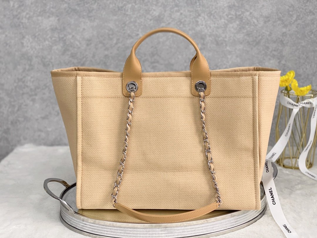 CHLSmall Shopping Bag Silver Hardware Raffia For Women, Women’s Handbags, Shoulder Bags 15.2in/39cm AS3257