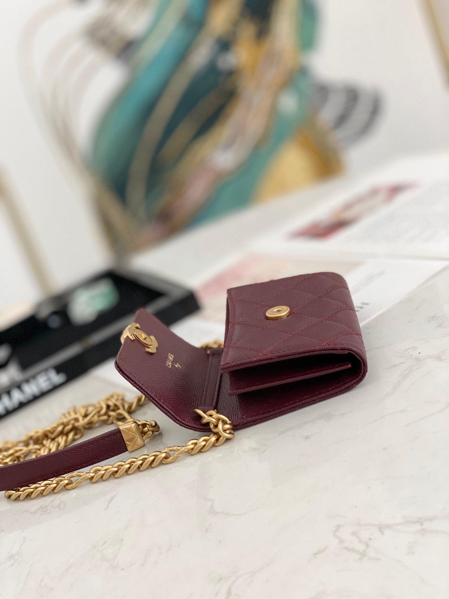 CHLMini GlamIap Bag Gold Toned Hardware Red For Women 4.7in/12cm