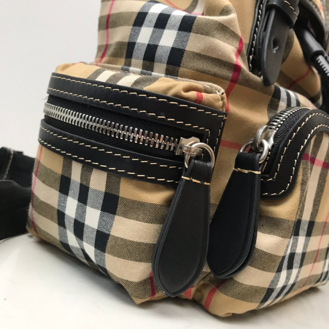 GLAMI MeGLAMIum Rucksack In Vintage Check Cotton Canvas-Sandy For Women, Bags 13in/33cm
