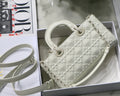 GLAMI Lady D-Joy Bag White Macrocannage Technical Fabric, White Handbags, 26cm CD M0540OTID_M933