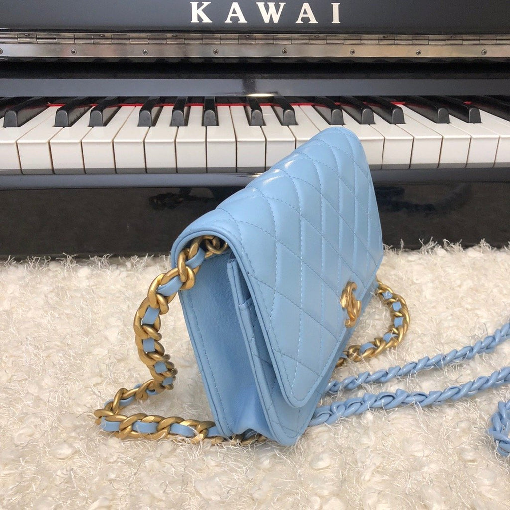 CHLOriginal Small Classic GlamIap Bag Gold Hardware Blue For Women Handbags, Shoulder Bags 7.5in/19cm AP33814