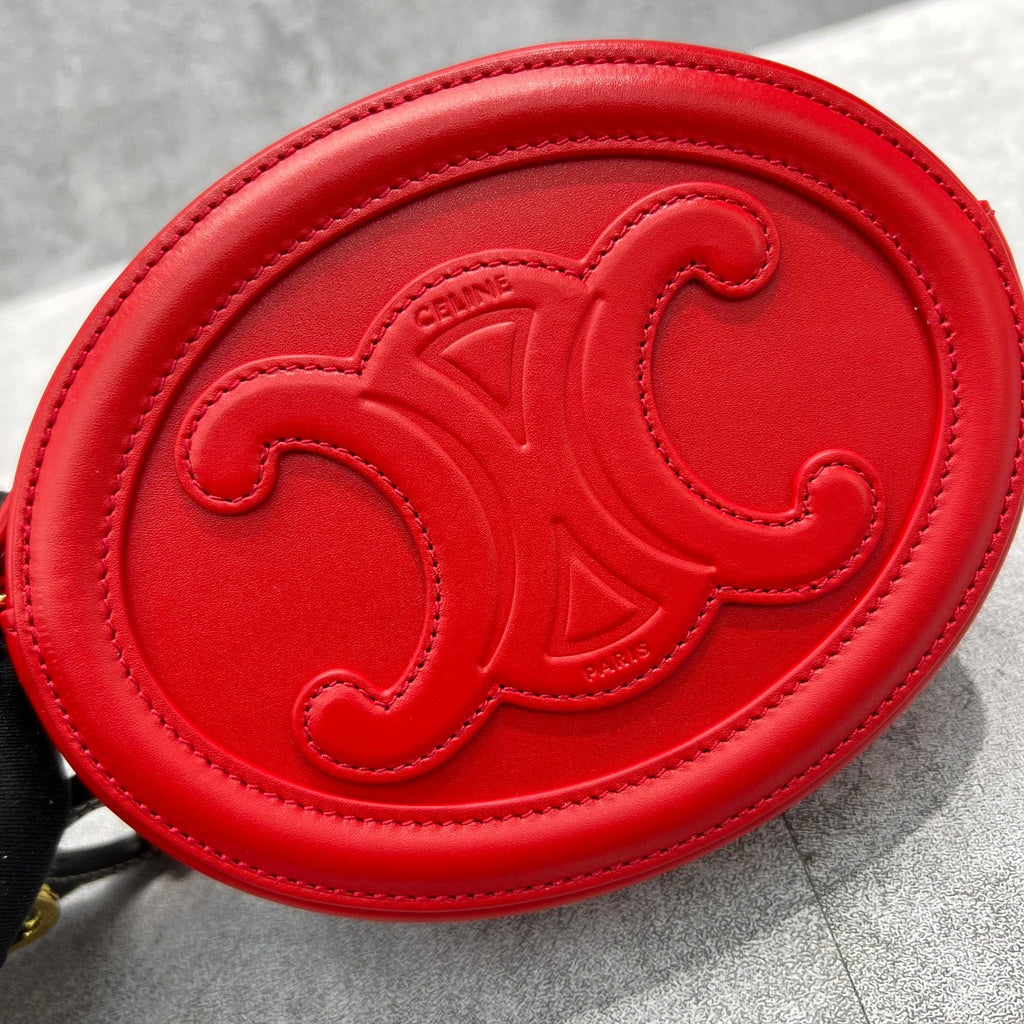 GLAMI Crossbody Oval Purse Cuir Triomphe Red For Women 6in/16cmÃƒâ€šÃ‚Â 