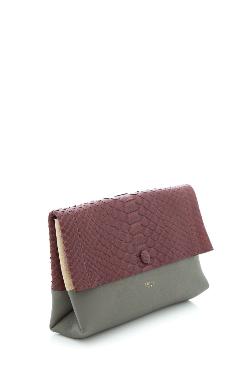 Celine Grey & Burgundy Leather Pouch
