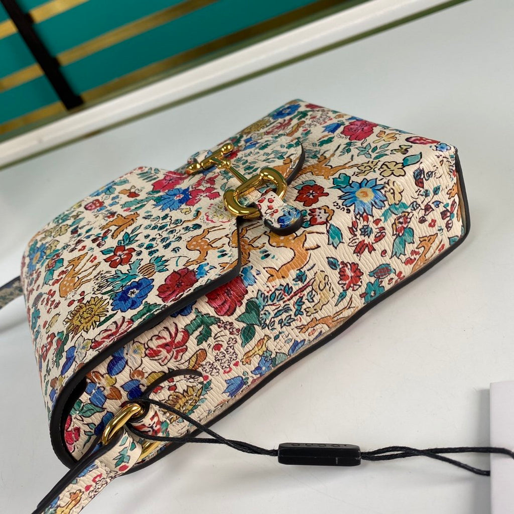 gg Horsebit 1955 Mini Flora Bag  For Women And Men 6.7in/17cm gg
