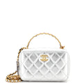 CHANEL CC Woven Rainbow Chain Handle Zip Around Vanity Case Quilted Lambskin Mini