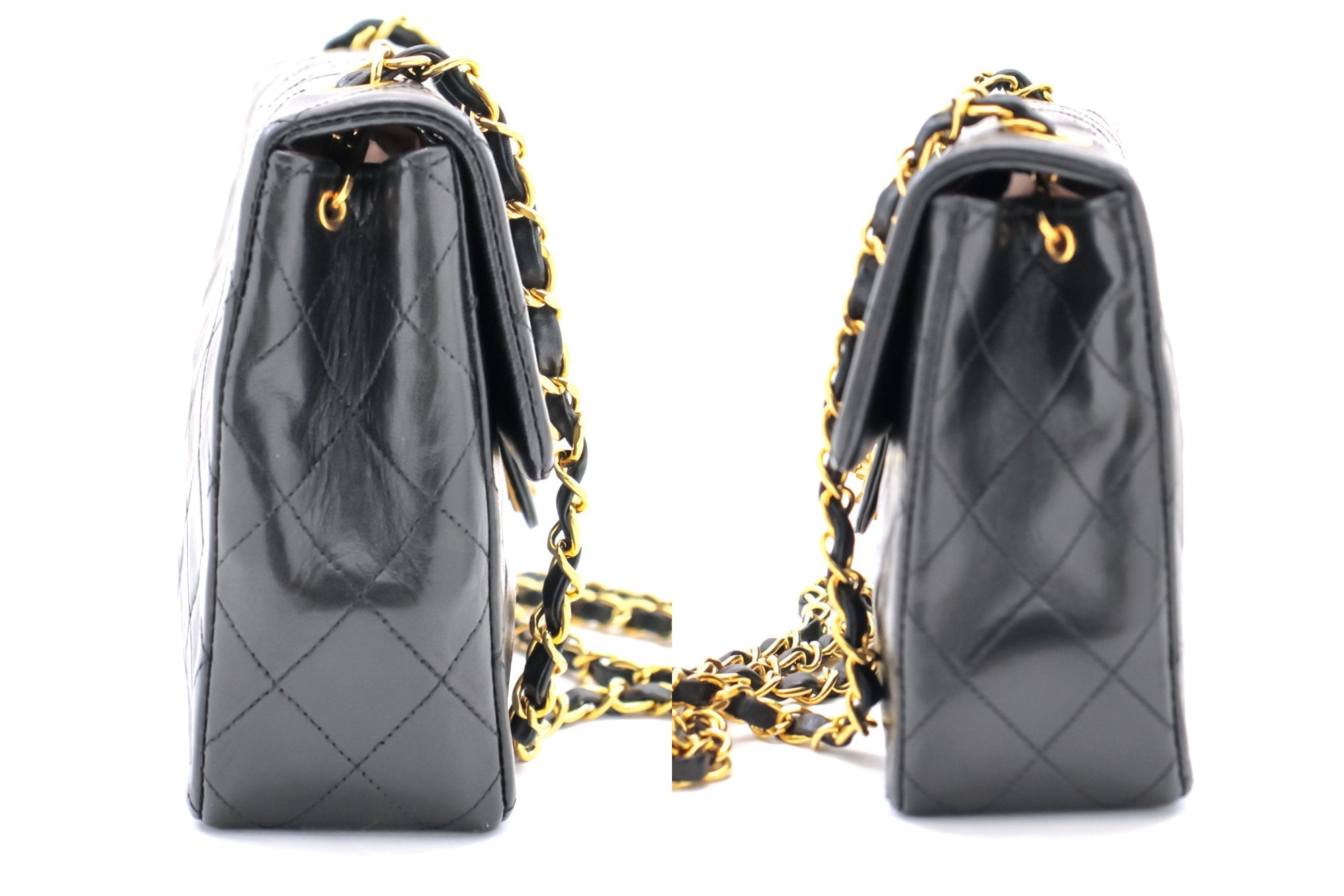 CHANEL Mini Square Small Chain Shoulder Bag Crossbody Black Quilt g36