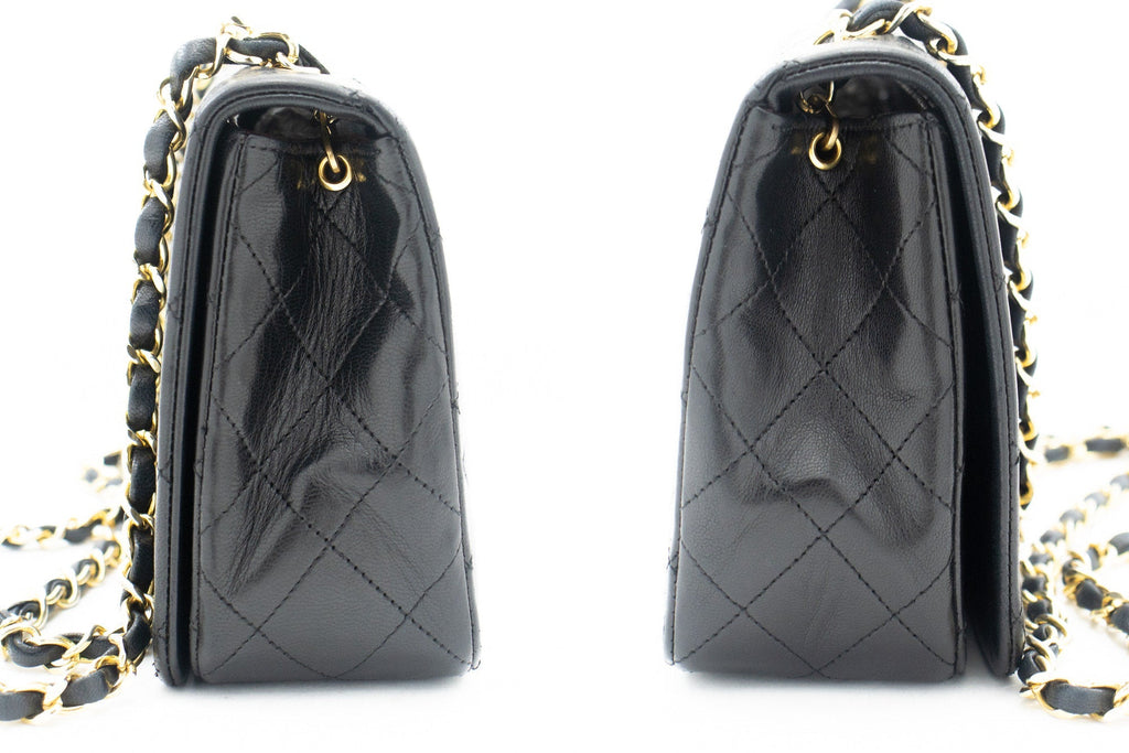CHANEL Full Flap Chain Shoulder Bag Black Quilted Lambskin Purse j65