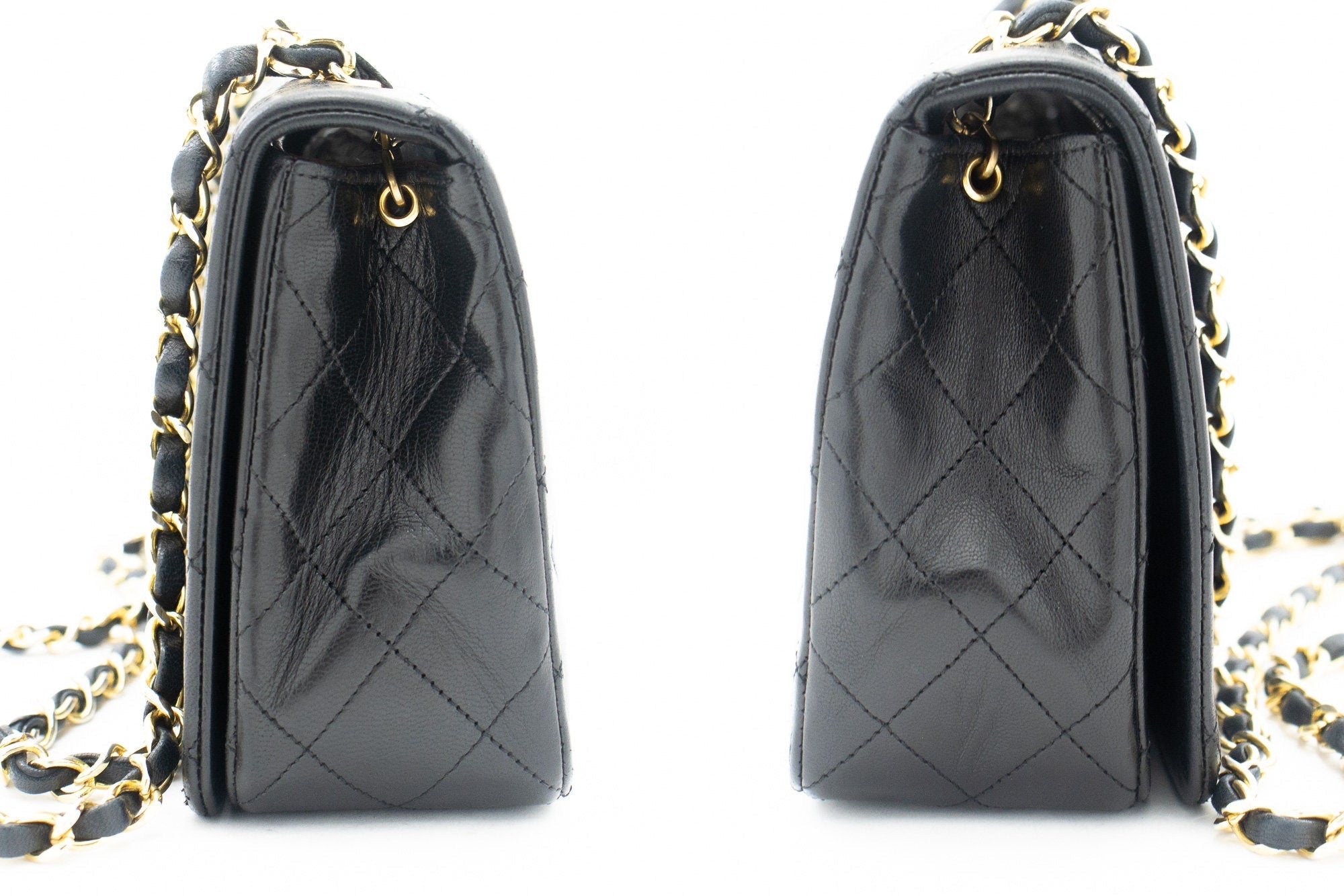 CHANEL Full Flap Chain Shoulder Bag Black Quilted Lambskin Purse j65