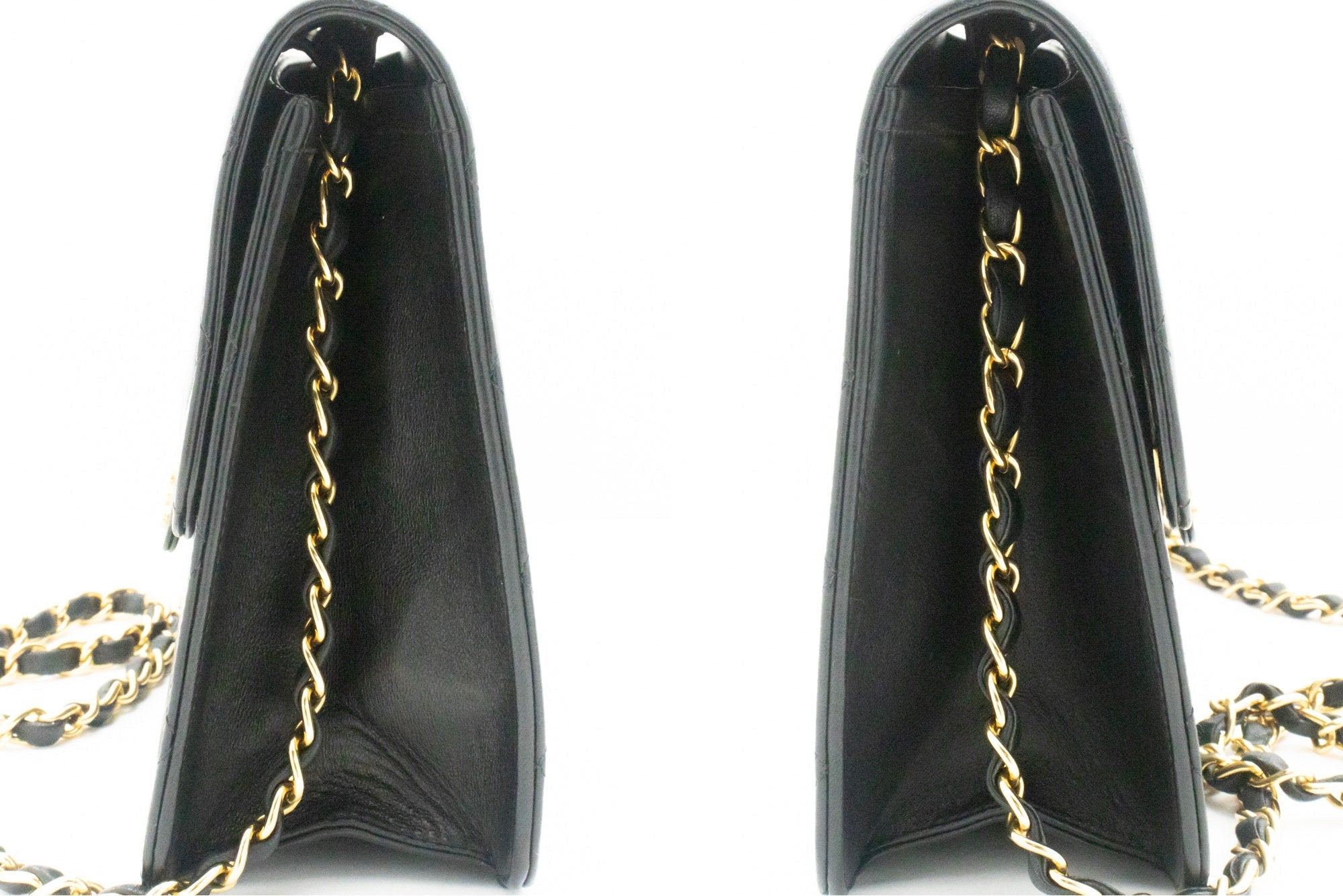 CHANEL Chain Shoulder Bag Clutch Black Quilted Flap Lambskin Purse k11