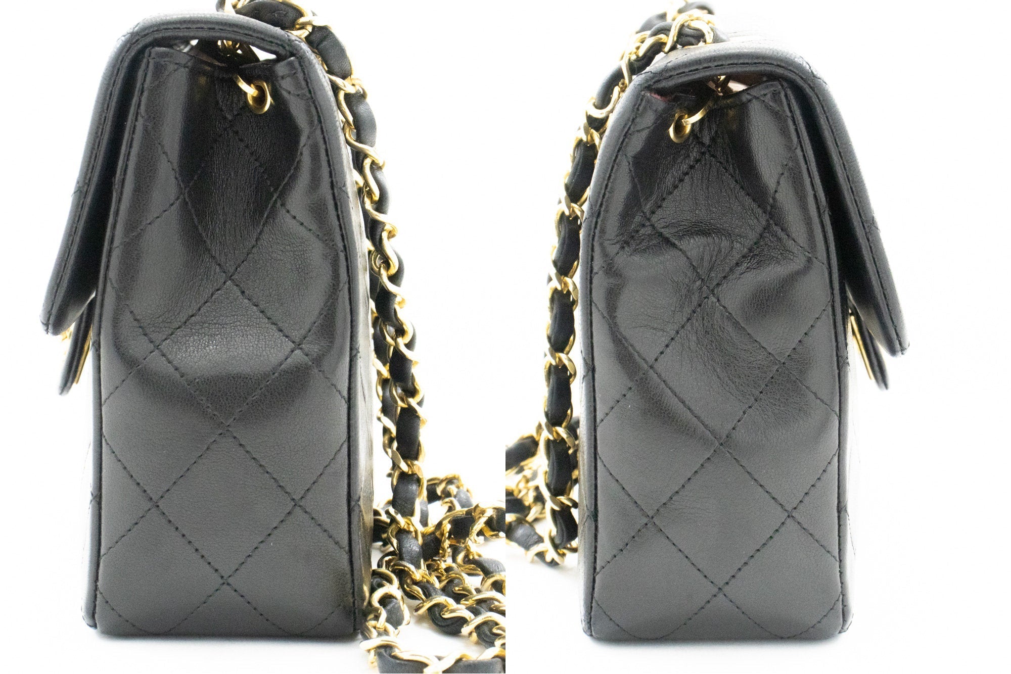 CHANEL Mini Square Small Chain Shoulder Bag Crossbody Black Quilt k44