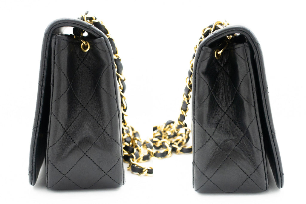 CHANEL Full Flap Chain Shoulder Bag Clutch Black Quilted Lambskin k84