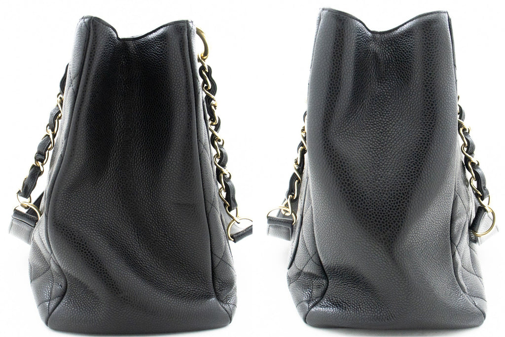 CHANEL Caviar GST 13" Grand Shopping Tote Chain Shoulder Bag Black j25