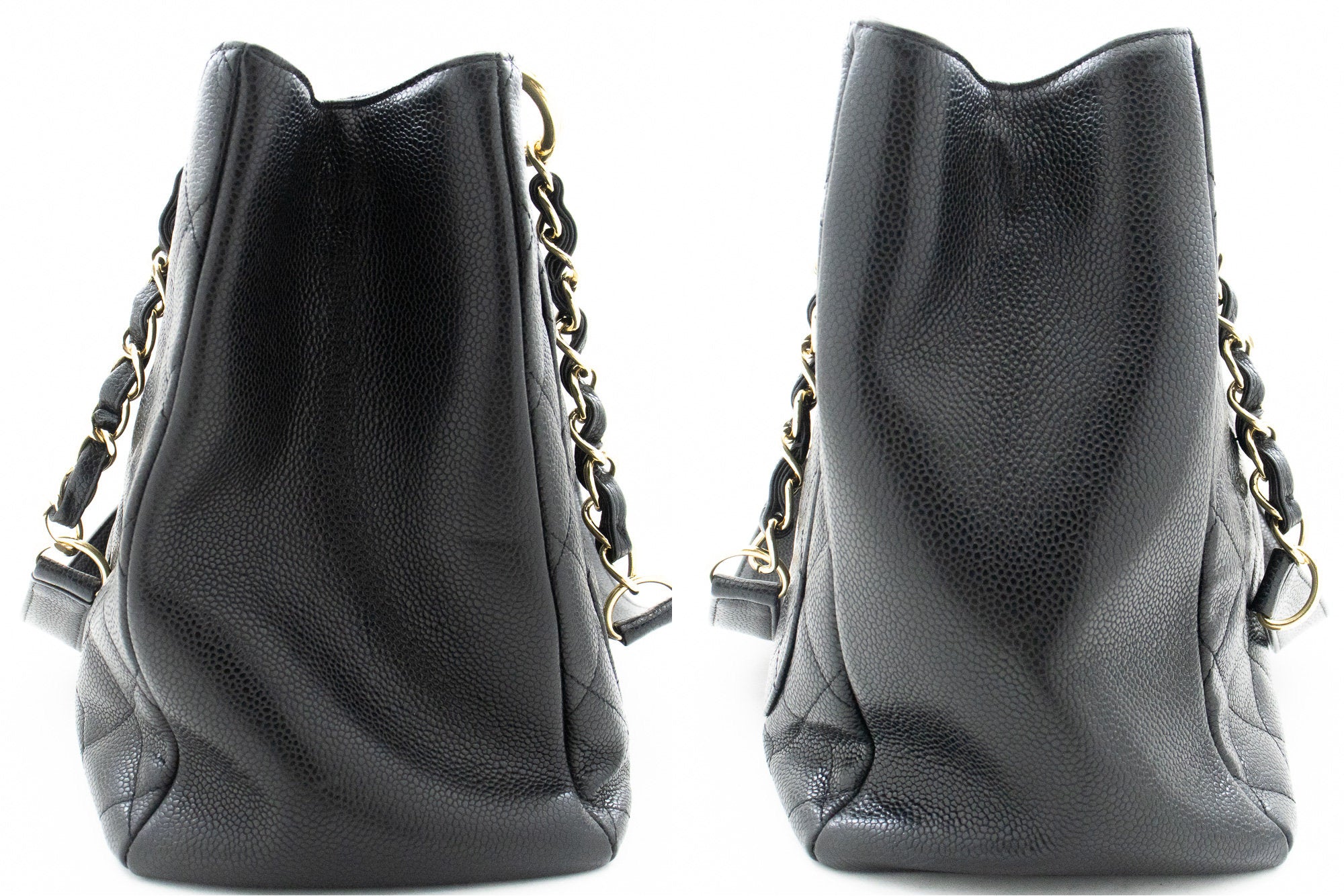 CHANEL Caviar GST 13" Grand Shopping Tote Chain Shoulder Bag Black j25