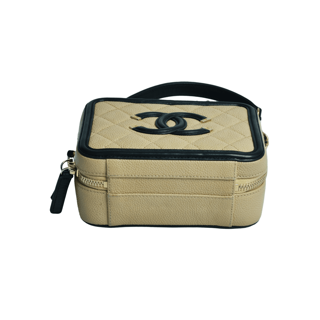 Nude/Black CC Quilted Filigree Vanity Case