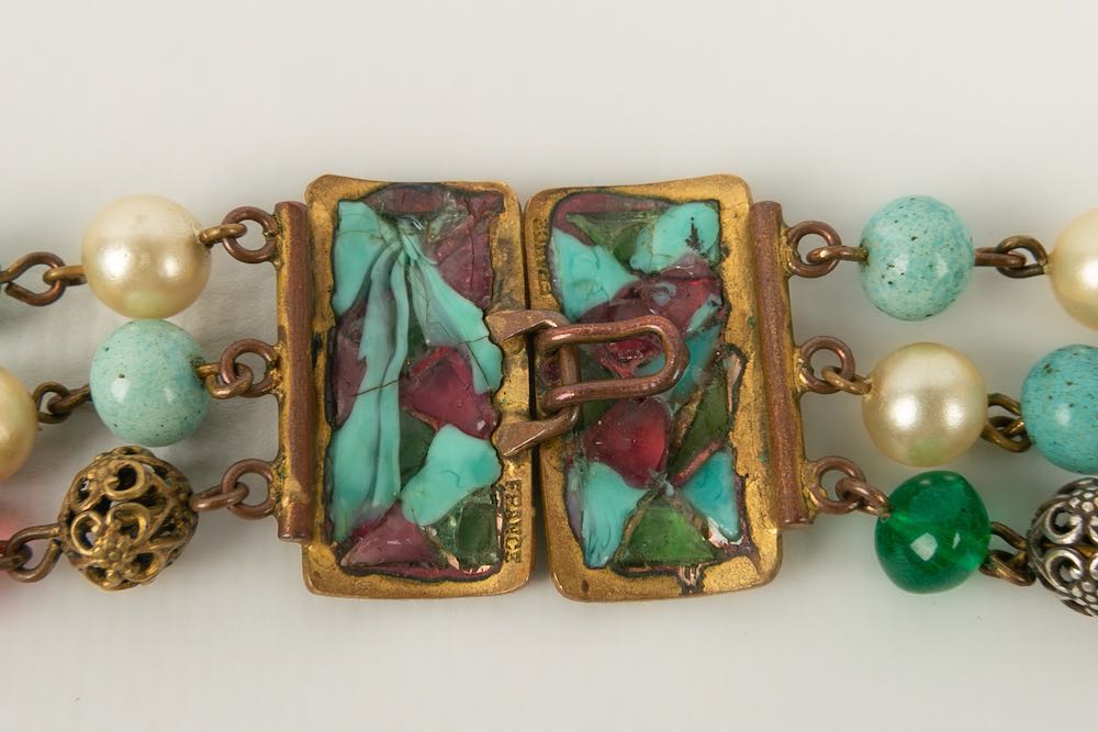 Collier ancien en pÃƒÆ’Ã‚Â¢te de verre.