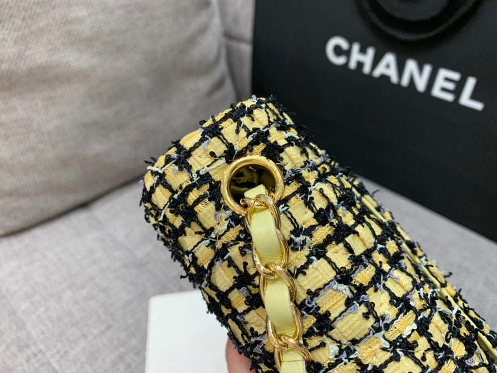 CHLMini Yellow Tweed Flap Bag For Women 20cm/7.5in